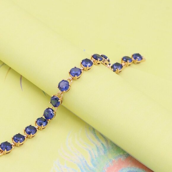 "Elegant Blue Crystal Rose Gold Bracelet with Gold Plated Finish, XPBL1018 - Picture 6 of 12